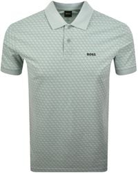 BOSS - Boss Pattern Polo T Shirt Aqua - Lyst