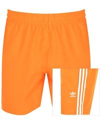 adidas Originals 3 Stripes Swim Shorts - Orange