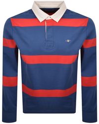GANT - Striped Rugger Polo T Shirt - Lyst