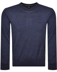 BOSS BUSINESS - Boss Leno Merino Wool Knit Jumper Dark - Lyst
