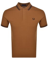 Fred Perry - Twin Tipped Polo Shirt Dark Caramel/ Black - Lyst