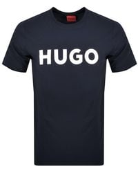 HUGO - Duivio Hort Eeve Crew Neck T-hirt Back An - Lyst