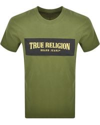 True Religion - Mesh Box Logo T Shirt Chive - Lyst