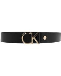Calvin Klein - Leather Logo Belt - - Black - Women - 90 Cm - Lyst