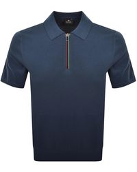 Paul Smith - Knit Short Sleeve Zip Polo T Shirt - Lyst