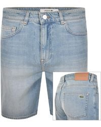 Lacoste - Straight Fit Denim Shorts Light Wash - Lyst
