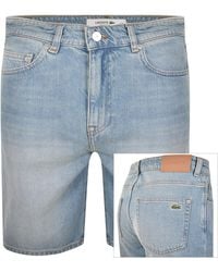 Lacoste - Straight Fit Denim Shorts Light Wash - Lyst