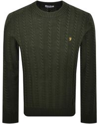 Farah - Farah Knight Cable Knit Jumper Evergreen - Lyst