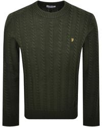 Farah - Farah Knight Cable Knit Jumper Evergreen - Lyst