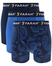 Farah Pickett 3 Pack Boxer Shorts - Blue
