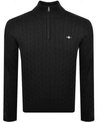 GANT - Cotton Cable Knit Half Zip Jumper - Lyst