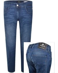 Replay - Anbass Slim Fit Mid Wash Jeans - Lyst