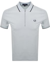 Fred Perry - Zip Neck Crepe Polo - Lyst