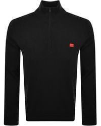 HUGO - San Quintus Half Zip Knit Jumper - Lyst