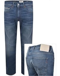 Replay - Grover Straight Fit Mid Wash Jeans - Lyst