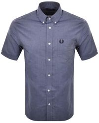 Fred Perry Mens Short-Sleeved Shirt Navy with Collar Blue Navy White FPQ11204 584 