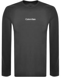 Calvin Klein Lounge Long Sleeve Logo T Shirt - Gray