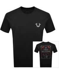 TRUE RELIGION - Rectangular Logo T Shirt Jet - Lyst