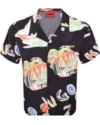 HUGO - Relaxed Short Sleeve Beach Shirt - Lyst