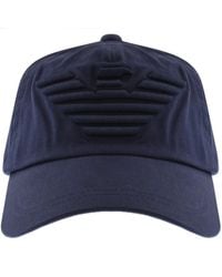 Blue Mens Accessories Hats Emporio Armani Tonal Logo Baseball Cap in Navy Blue for Men Save 57% 