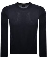 BOSS BUSINESS - Boss Leno Merino Wool Knit Jumper Dark - Lyst