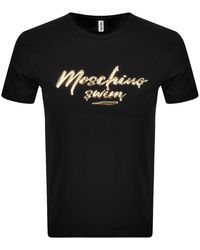 Moschino Logo Short Sleeved T Shirt - Black