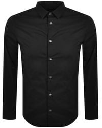 Armani Emporio Logo Long Sleeve Shirt - Black