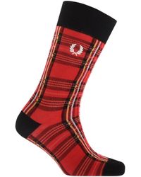 Fred Perry F Perry Royal Stewart Tartan Socks - Red