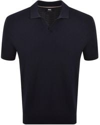 BOSS BUSINESS - Boss Knit Polo Jumper Dark - Lyst