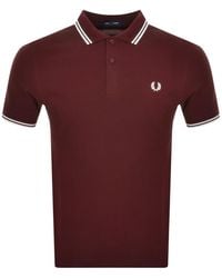 Fred Perry - Slim Fit Twin Tipped Polo Ox Blood / Snow Xl - Lyst