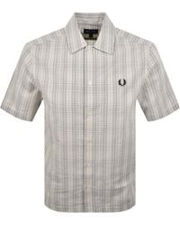 Fred Perry - Seersucker Check Shirt Ecru - Lyst