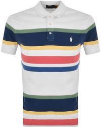 Ralph Lauren Stripe Polo T Shirt - White