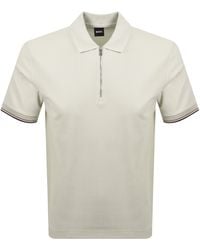 BOSS BUSINESS - Boss Zip Placket Polo T Shirt Light - Lyst