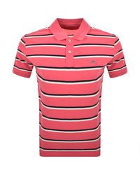 GANT - Striped Polo T Shirt Watermelon - Lyst