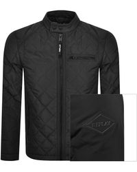 Replay - Logo Quilted Jacket - Lyst