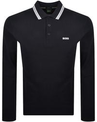 BOSS - Boss Plisy Long Sleeve Polo Dark - Lyst