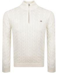 GANT - Cable Knit Half Zip Jumper - Lyst