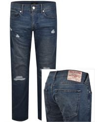 TRUE RELIGION - Ricky Rip Repair Straight Jeans - Lyst