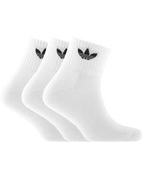 adidas Originals Three Pack Mid Ankle Socks - White