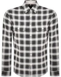 BOSS BUSINESS - Check Overshirt With Curved Hem - Lyst