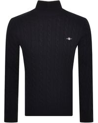 GANT - Classic Cable Knit Turtle Neck Jumper - Lyst