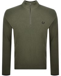 Fred Perry - Half Zip Waffle Knit Jumper - Lyst