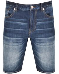 Armani Exchange Denim Dark Wash Shorts - Blue