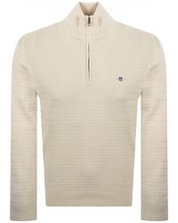 GANT - Cable Knit Half Zip Jumper - Lyst