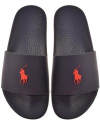 mens black ralph lauren sliders