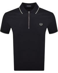 Fred Perry - Zip Neck Crepe Polo - Lyst