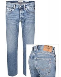 Replay - Grover Straight Fit Light Wash Jeans - Lyst