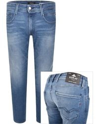 Replay - Anbass Slim Fit Mid Wash Jeans - Lyst