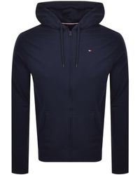 tommy hilfiger full zip tape hoodie navy
