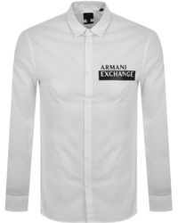 Armani Exchange Long Sleeve Shirt in White for Men | Lyst
